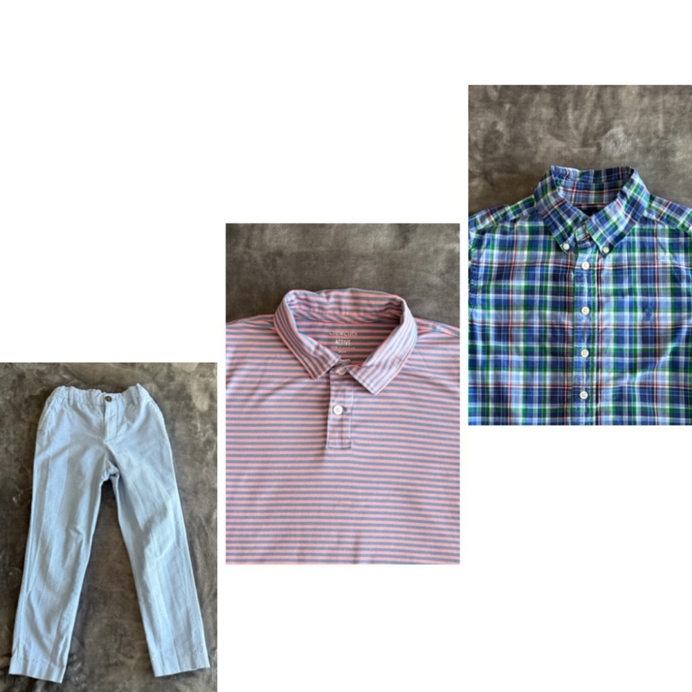 3 Pieces Boys Pants size 8 Crewcuts Stripe Polo Ralph Lauren Button down Shirt